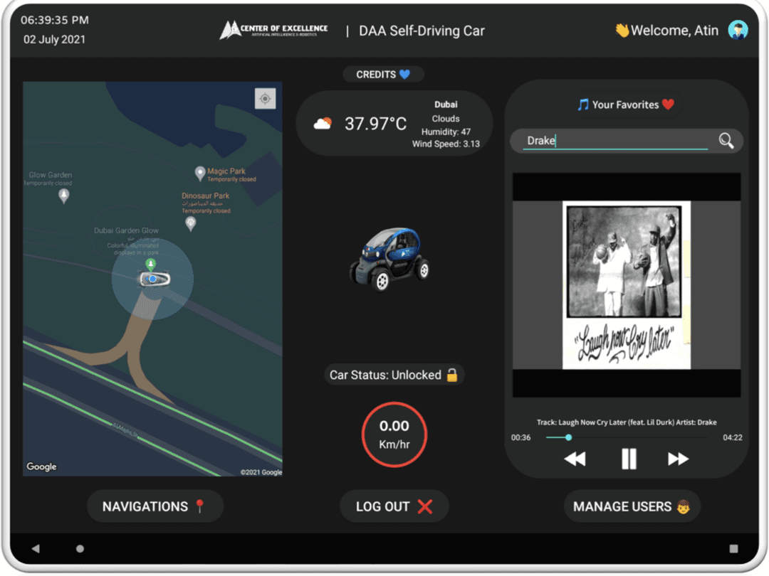 DAA Self Driving Car Dashboard